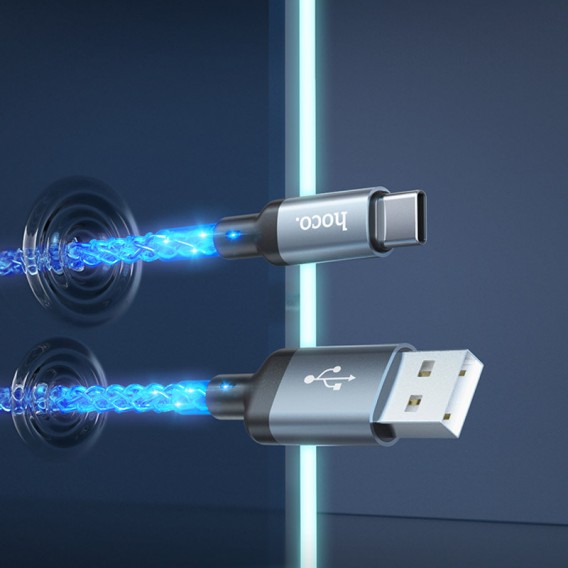 Дата кабель Hoco U112 Shine USB to Type-C 3A (1m) Gray Дата кабель Hoco U112 Shine USB to Type-C 3A (1m) Gray