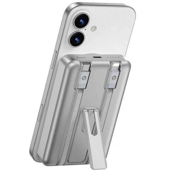 Портативний ЗП Power Bank WIWU Wi-P056 22.5W+PD20W з БЗП+iWatch with cable 10000 mAh Silver Портативний ЗП Power Bank WIWU Wi-P056 22.5W+PD20W з БЗП+iWatch with cable 10000 mAh Silver