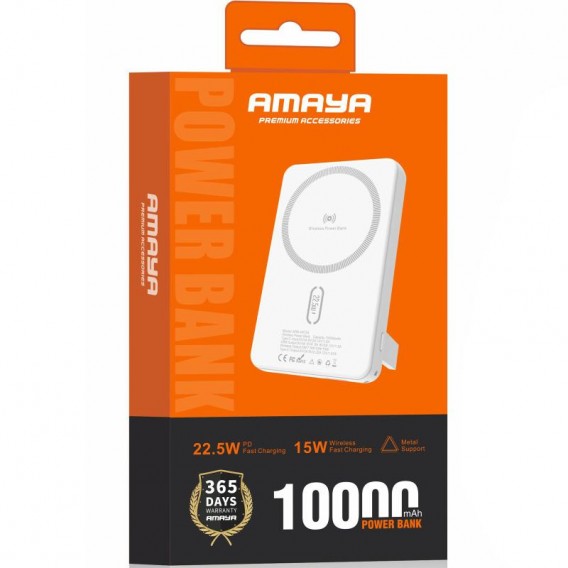 Портативний ЗП Power Bank Amaya WF54 15W+PD22.5W з БЗП 10000 mAh White Портативний ЗП Power Bank Amaya WF54 15W+PD22.5W з БЗП 10000 mAh White