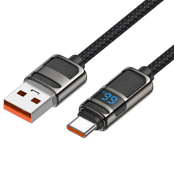 Дата кабель Hoco U137 Line with display USB to Type-C 5A/66W (1.2m) Black Дата кабель Hoco U137 Line with display USB to Type-C 5A/66W (1.2m) Black