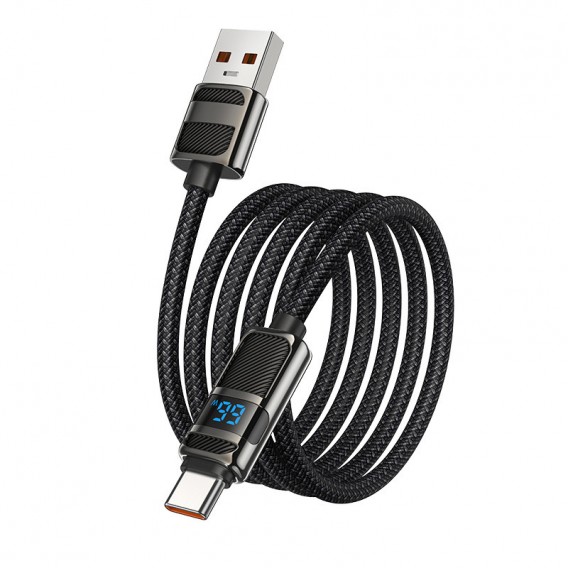 Дата кабель Hoco U137 Line with display USB to Type-C 5A/66W (1.2m) Black Дата кабель Hoco U137 Line with display USB to Type-C 5A/66W (1.2m) Black
