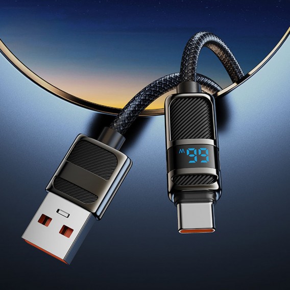 Дата кабель Hoco U137 Line with display USB to Type-C 5A/66W (1.2m) Black Дата кабель Hoco U137 Line with display USB to Type-C 5A/66W (1.2m) Black