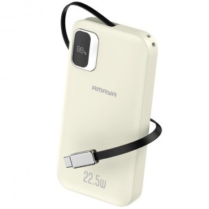 Портативний ЗП Power Bank Amaya F131 22.5W with display and cable 10000 mAh Biege Портативний ЗП Power Bank Amaya F131 22.5W with display and cable 10000 mAh Biege