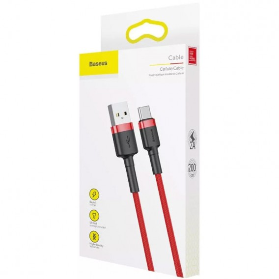 Дата кабель Baseus Cafule USB to Type-C Cable 2A (2m) (CATKLF-C) Червоний Дата кабель Baseus Cafule USB to Type-C Cable 2A (2m) (CATKLF-C) Червоний
