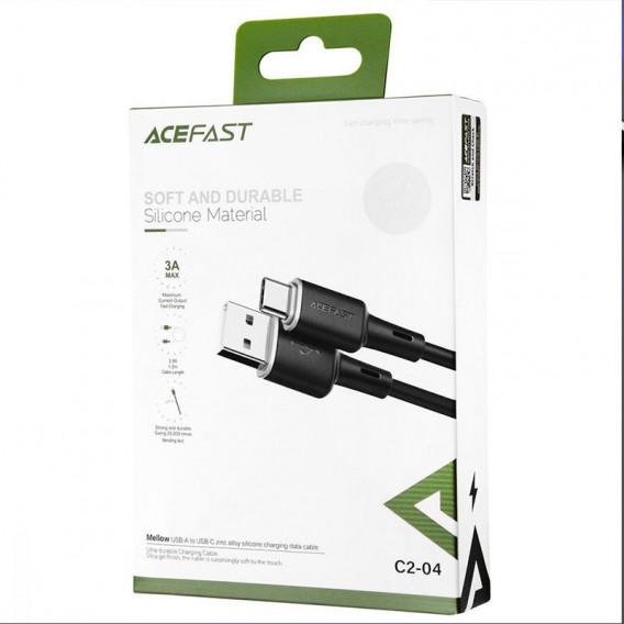 Дата кабель Acefast C2-04 USB to Type-C 3A (1.2m) Black Дата кабель Acefast C2-04 USB to Type-C 3A (1.2m) Black