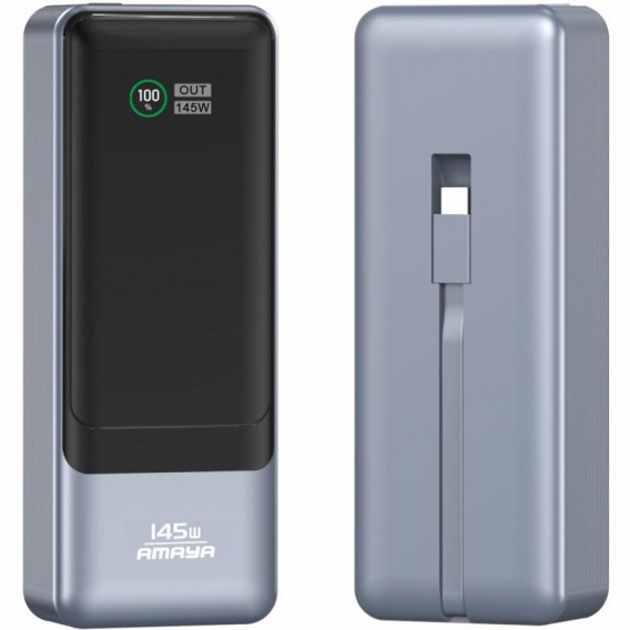 Портативний ЗП Power Bank Amaya FD23 145W with display and cable 20000 mAh Gray Портативний ЗП Power Bank Amaya FD23 145W with display and cable 20000 mAh Gray