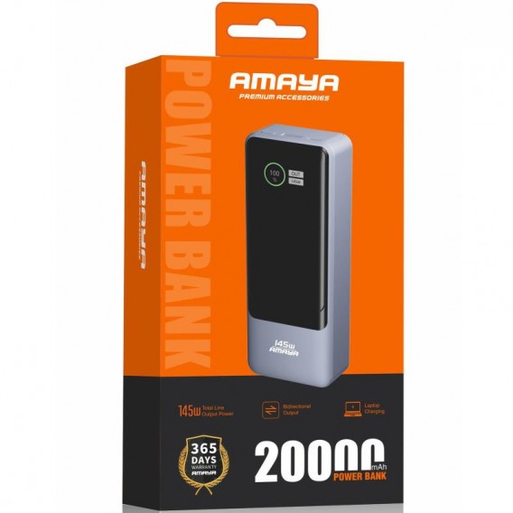 Портативний ЗП Power Bank Amaya FD23 145W with display and cable 20000 mAh Gray Портативний ЗП Power Bank Amaya FD23 145W with display and cable 20000 mAh Gray