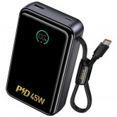 Портативний ЗП Power Bank Hoco Q54 Shine PD45W with cable 20000 mAh Metal gray