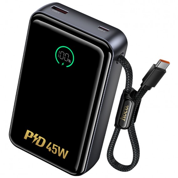 Портативний ЗП Power Bank Hoco Q54 Shine PD45W with cable 20000 mAh Metal gray