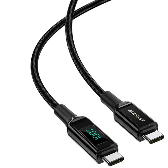Дата кабель Acefast C6-03 USB-C to USB-C 100W zinc alloy digital display braided (2m) Black Дата кабель Acefast C6-03 USB-C to USB-C 100W zinc alloy digital display braided (2m) Black