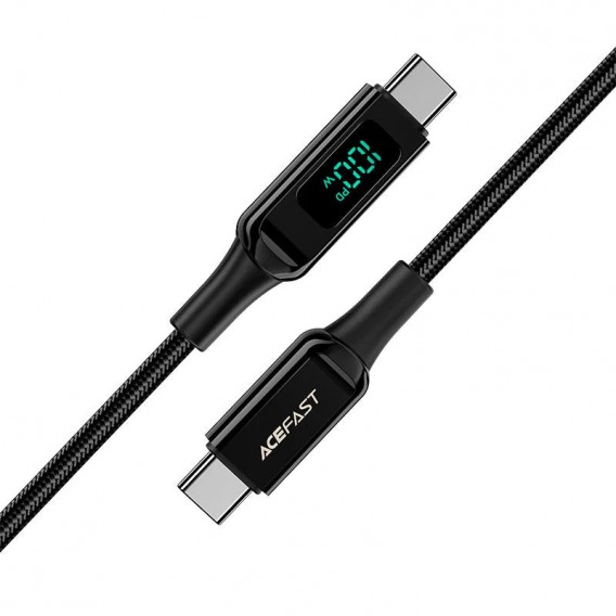 Дата кабель Acefast C6-03 USB-C to USB-C 100W zinc alloy digital display braided (2m) Black Дата кабель Acefast C6-03 USB-C to USB-C 100W zinc alloy digital display braided (2m) Black