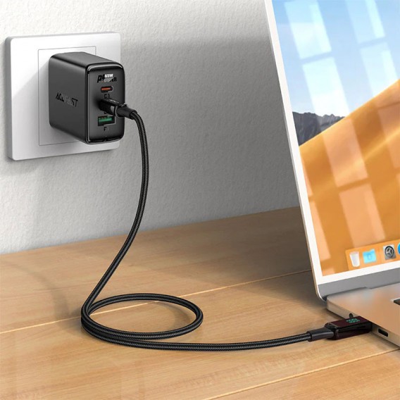 Дата кабель Acefast C6-03 USB-C to USB-C 100W zinc alloy digital display braided (2m) Black Дата кабель Acefast C6-03 USB-C to USB-C 100W zinc alloy digital display braided (2m) Black