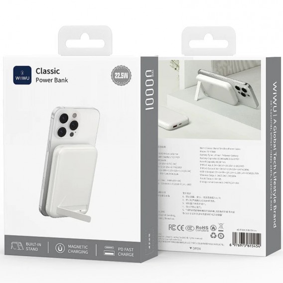 Портативний ЗП Power Bank WIWU P064 Classic PD22.5W з БЗП + holder 10000 mAh White Портативний ЗП Power Bank WIWU P064 Classic PD22.5W з БЗП + holder 10000 mAh White