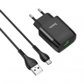 МЗП Hoco C72Q Glorious QC3.0 18W (1USB-A) + кабель USB to MicroUSB Чорний МЗП Hoco C72Q Glorious QC3.0 18W (1USB-A) + кабель USB to MicroUSB Чорний