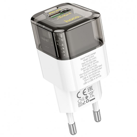 МЗП Hoco C131A Platium PD30W+QC3.0 (1USB-A/1C) Transparent black