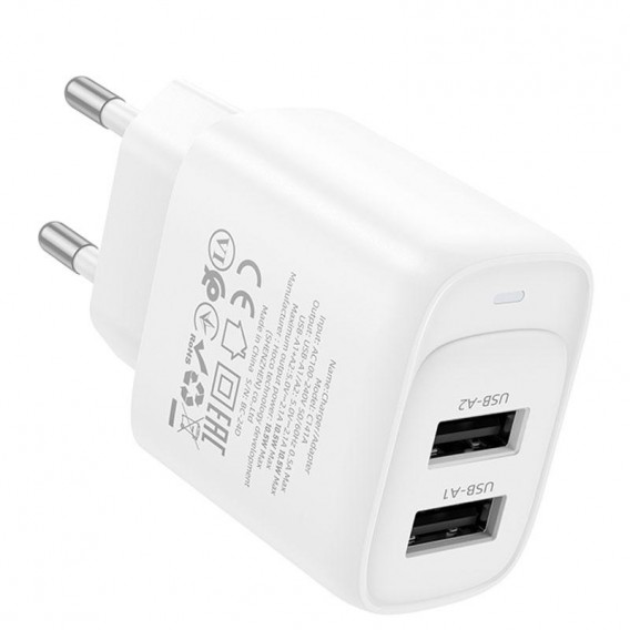 МЗП Hoco C141A Smart 2.1A (2USB-A) White МЗП Hoco C141A Smart 2.1A (2USB-A) White