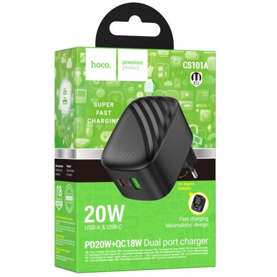 МЗП Hoco CS101A Folding PD20W+QC3.0 (1USB-A/1C) Black МЗП Hoco CS101A Folding PD20W+QC3.0 (1USB-A/1C) Black