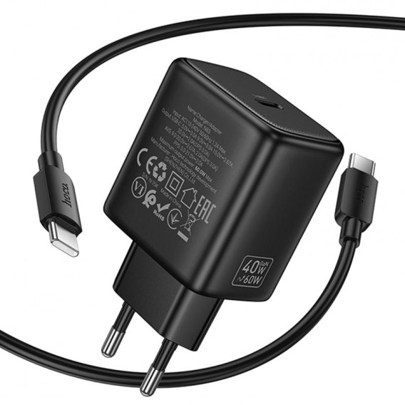 МЗП Hoco N83 Profit PD40W (1USB-C) + кабель Type-C to Type-C Black МЗП Hoco N83 Profit PD40W (1USB-C) + кабель Type-C to Type-C Black