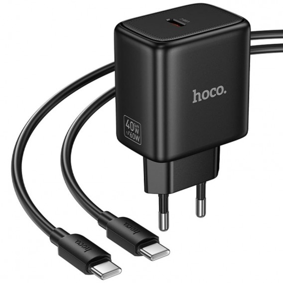 МЗП Hoco N83 Profit PD40W (1USB-C) + кабель Type-C to Type-C Black МЗП Hoco N83 Profit PD40W (1USB-C) + кабель Type-C to Type-C Black