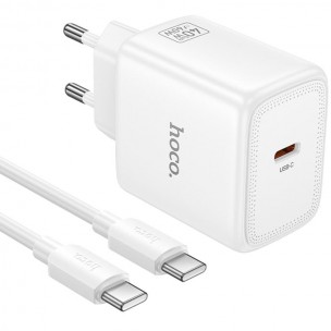 МЗП Hoco N83 Profit PD40W (1USB-C) + кабель Type-C to Type-C White МЗП Hoco N83 Profit PD40W (1USB-C) + кабель Type-C to Type-C White
