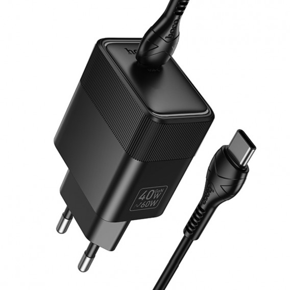 МЗП Hoco CS113A Lounge PD40W (1USB-C) + кабель Type-C to Type-C Black МЗП Hoco CS113A Lounge PD40W (1USB-C) + кабель Type-C to Type-C Black