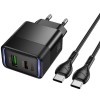 МЗП Hoco CS112A Lounge PD30W+QC3.0 (1USB-A/1C) + кабель Type-C to Type-C Black