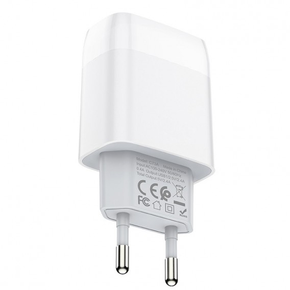 МЗП Hoco C73A Glorious 2.4A (2USB-A) Білий МЗП Hoco C73A Glorious 2.4A (2USB-A) Білий