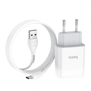МЗП Hoco C73A Glorious 2.4A (2USB-A) + кабель USB to Type-C Білий МЗП Hoco C73A Glorious 2.4A (2USB-A) + кабель USB to Type-C Білий