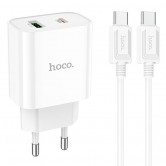 СЗУ Hoco C80A Plus Rapido PD20W+QC3.0 (1USB-A/1C) + кабель Type-C to Type-C White