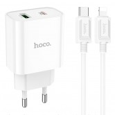 СЗУ Hoco C80A Plus Rapido PD20W+QC3.0 (1USB-A/1C) + кабель Type-C to Lightning White