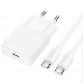 МЗП Hoco N72 Speed ultra-thin PD20W (1USB-C) + кабель Type-C to Type-C White
