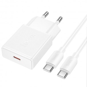 СЗУ Hoco N72 Speed ultra-thin PD20W (1USB-C) + кабель Type-C to Type-C White