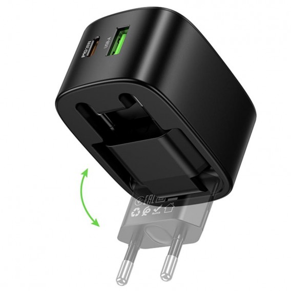 МЗП Hoco CS102A Folding PD30W+QC3.0 (1USB-A/1C) Black МЗП Hoco CS102A Folding PD30W+QC3.0 (1USB-A/1C) Black