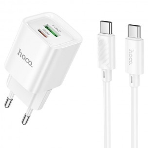 МЗП Hoco C147A PD20W+QC3.0 (1USB-A/1C) + кабель Type-C to Type-C White МЗП Hoco C147A PD20W+QC3.0 (1USB-A/1C) + кабель Type-C to Type-C White