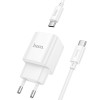 МЗП Hoco C147A PD20W+QC3.0 (1USB-A/1C) + кабель Type-C to Type-C White