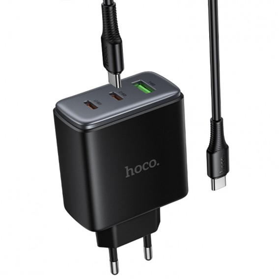МЗП Hoco C160A Upgrade PD65W+QC3.0 (1USB-A/2C) + кабель Type-C to Type-C Black МЗП Hoco C160A Upgrade PD65W+QC3.0 (1USB-A/2C) + кабель Type-C to Type-C Black