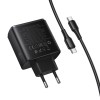 МЗП Hoco C160A Upgrade PD65W+QC3.0 (1USB-A/2C) + кабель Type-C to Type-C Black