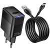 МЗП Hoco CS111A Lounge QC3.0 22.5W (1USB-A) + кабель USB to Type-C Black