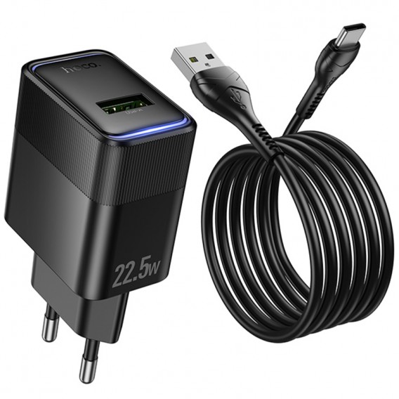 МЗП Hoco CS111A Lounge QC3.0 22.5W (1USB-A) + кабель USB to Type-C Black МЗП Hoco CS111A Lounge QC3.0 22.5W (1USB-A) + кабель USB to Type-C Black
