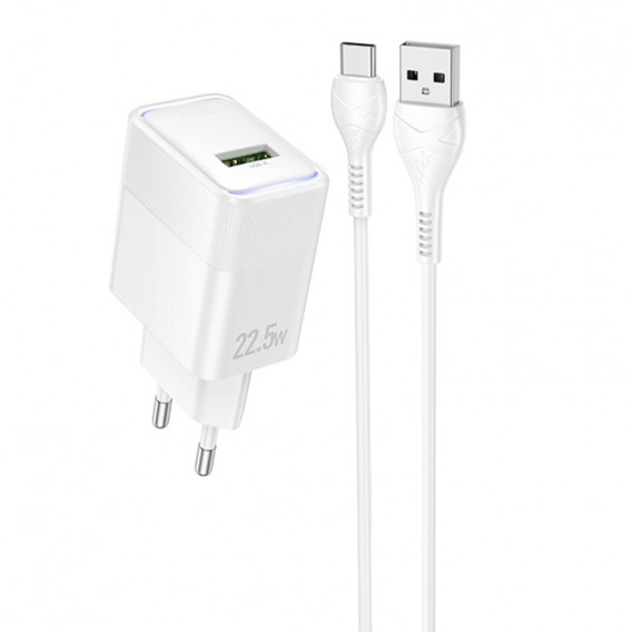 МЗП Hoco CS111A Lounge QC3.0 22.5W (1USB-A) + кабель USB to Type-C White