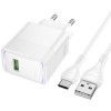 МЗП Hoco CS111A Lounge QC3.0 22.5W (1USB-A) + кабель USB to Type-C White