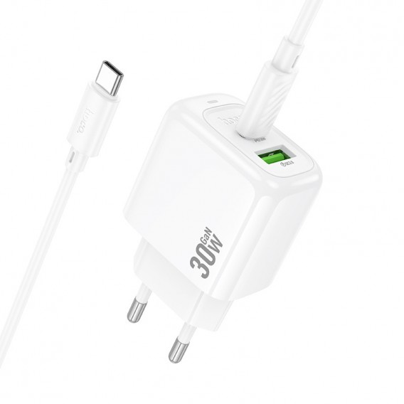 МЗП Hoco CS55A Surplus PD30W+QC3.0 (1USB-A/1C) + кабель Type-C to Type-C White МЗП Hoco CS55A Surplus PD30W+QC3.0 (1USB-A/1C) + кабель Type-C to Type-C White