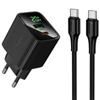 СЗУ Hoco CS83A Excellent with digital display PD20W+QC3.0 (1USB-A/1C) + кабель Type-C to Type-C Black СЗУ Hoco CS83A Excellent with digital display PD20W+QC3.0 (1USB-A/1C) + кабель Type-C to Type-C Black