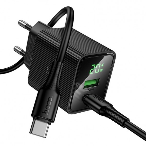 МЗП Hoco CS83A Excellent with digital display PD20W+QC3.0 (1USB-A/1C) + кабель Type-C to Type-C Black МЗП Hoco CS83A Excellent with digital display PD20W+QC3.0 (1USB-A/1C) + кабель Type-C to Type-C Black