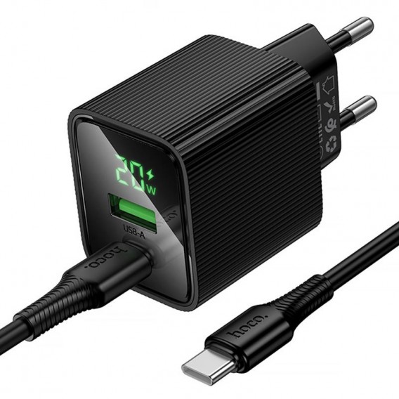 МЗП Hoco CS83A Excellent with digital display PD20W+QC3.0 (1USB-A/1C) + кабель Type-C to Type-C Black МЗП Hoco CS83A Excellent with digital display PD20W+QC3.0 (1USB-A/1C) + кабель Type-C to Type-C Black