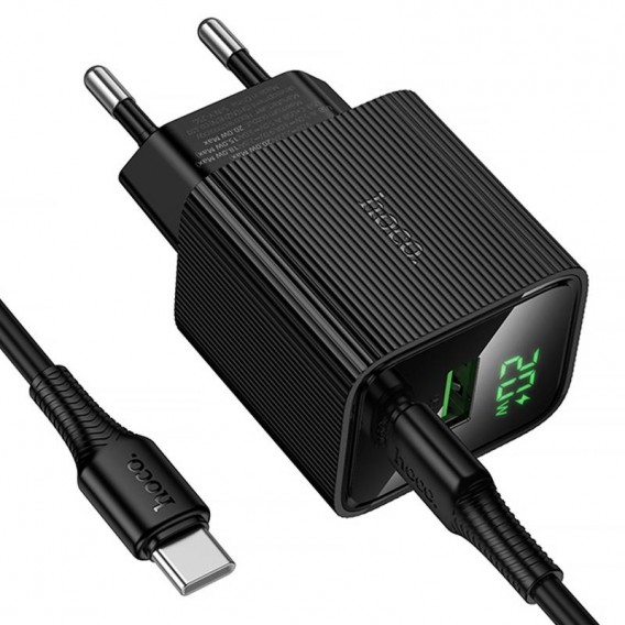 МЗП Hoco CS83A Excellent with digital display PD20W+QC3.0 (1USB-A/1C) + кабель Type-C to Type-C Black МЗП Hoco CS83A Excellent with digital display PD20W+QC3.0 (1USB-A/1C) + кабель Type-C to Type-C Black
