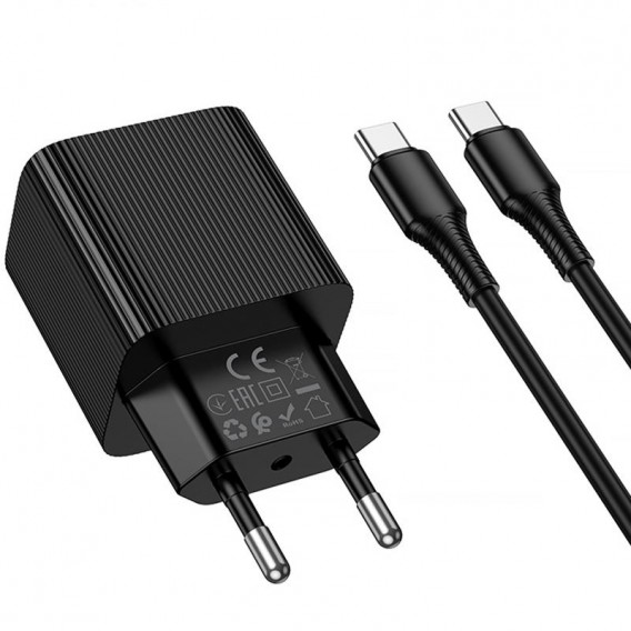 МЗП Hoco CS83A Excellent with digital display PD20W+QC3.0 (1USB-A/1C) + кабель Type-C to Type-C Black МЗП Hoco CS83A Excellent with digital display PD20W+QC3.0 (1USB-A/1C) + кабель Type-C to Type-C Black