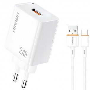 МЗП Amaya E79D 2.4A (1USB-A) + кабель USB to Type-C White