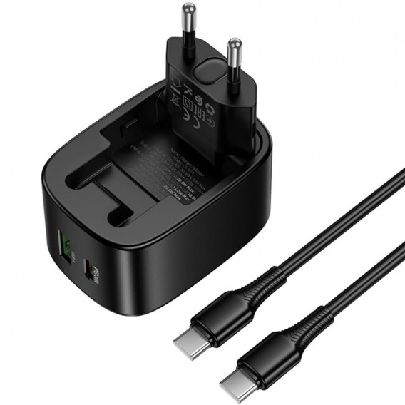МЗП Hoco CS101A Folding PD20W+QC3.0 (1USB-A/1C) + кабель Type-C to Type-C Black МЗП Hoco CS101A Folding PD20W+QC3.0 (1USB-A/1C) + кабель Type-C to Type-C Black