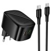 МЗП Hoco CS102A Folding PD30W+QC3.0 (1USB-A/1C) + кабель Type-C to Type-C Black